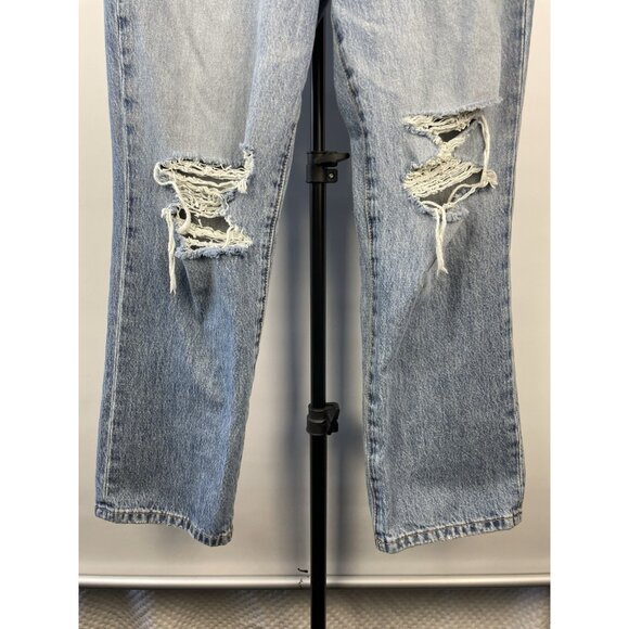 Blank NYC The Baxter Button Fly Ribcage Blue Straight Leg Distressed Jeans Sz 24 - Picture 6 of 11